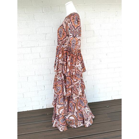 Anthropologie x Kachel Tiered Maxi Dress Medium Boho Peasant Paisley Feminine - Picture 13 of 15